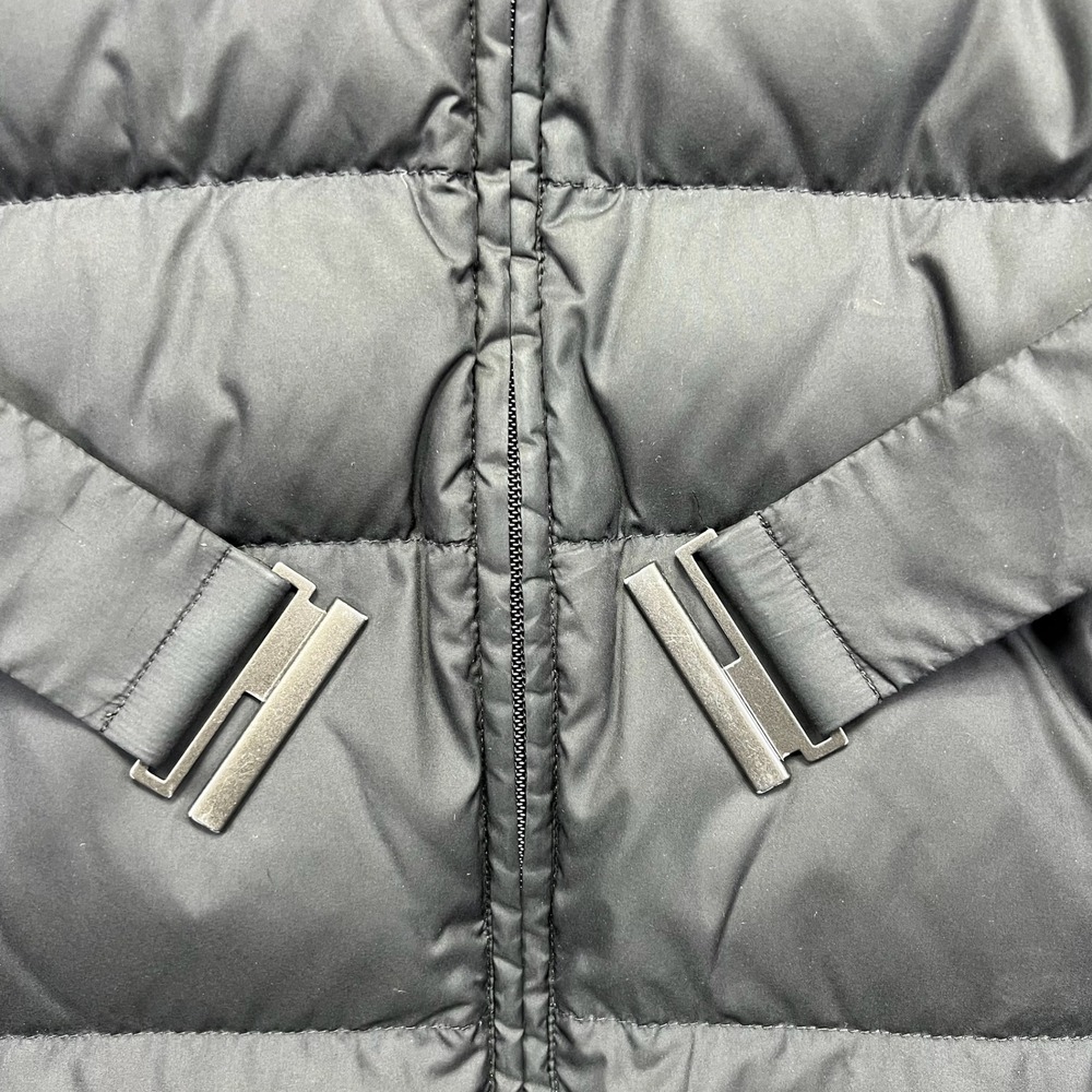 Uniqlo Puffer Parka Jacket Womens Medium Black Down Faux Fur Hood Belted Outdoor - Picture 6 of 16